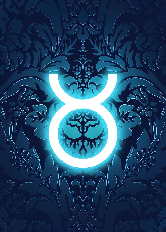 Taurus neon zodiac sign