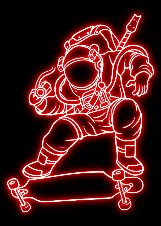 astronaut play skateboard