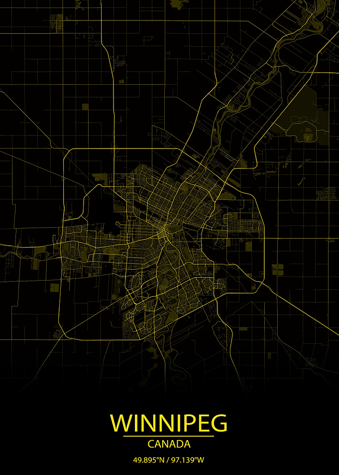 Winnipeg Yellow Black Map