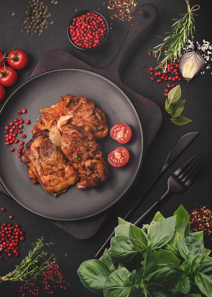 Pepper and onion steak