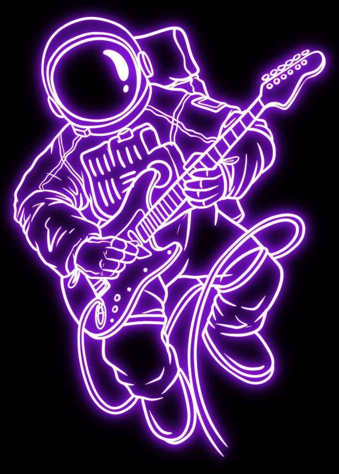 astronaut guitar neon