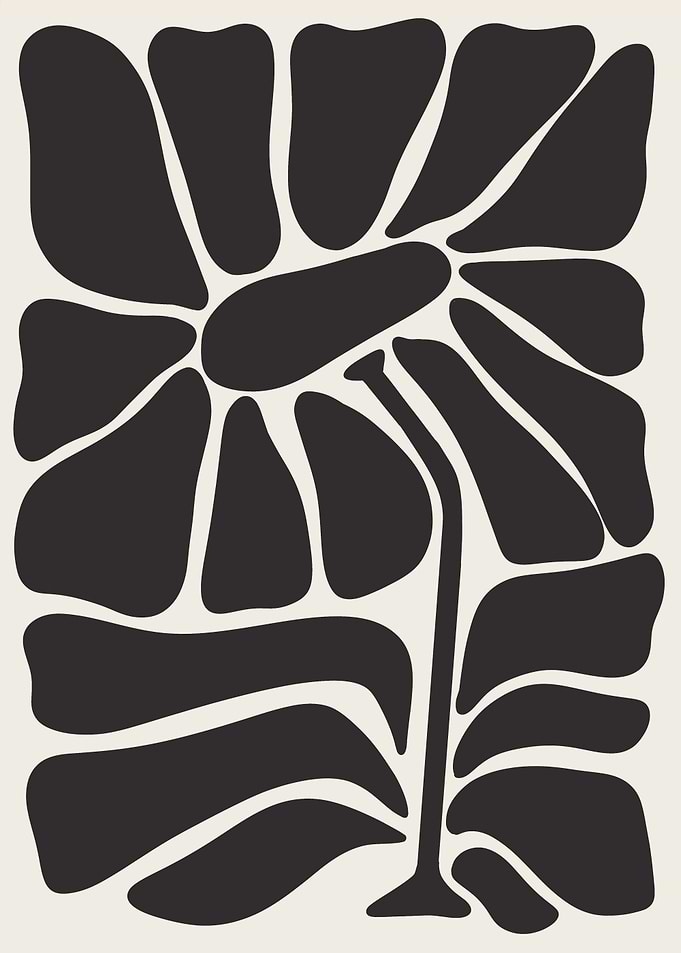 black and beige floral