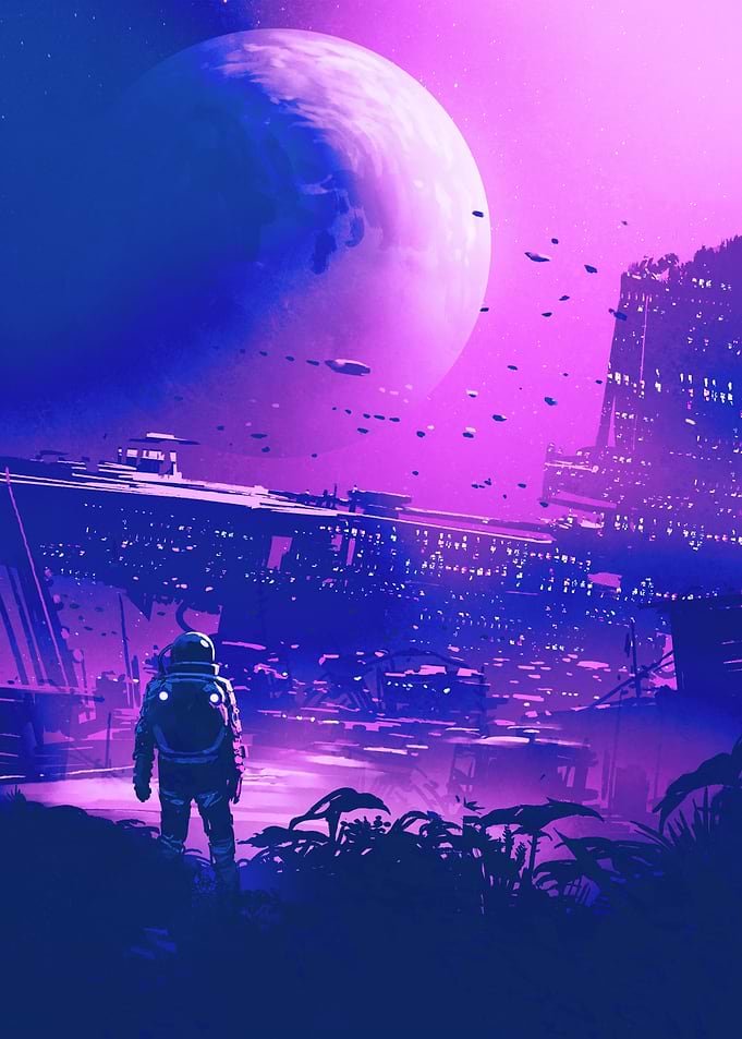 Astronaut Futuristic City