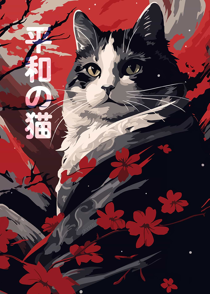 Japanese Cat Kimono Zen