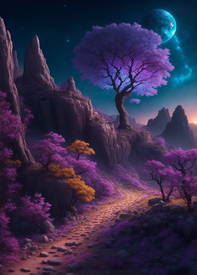 Neon trail in space