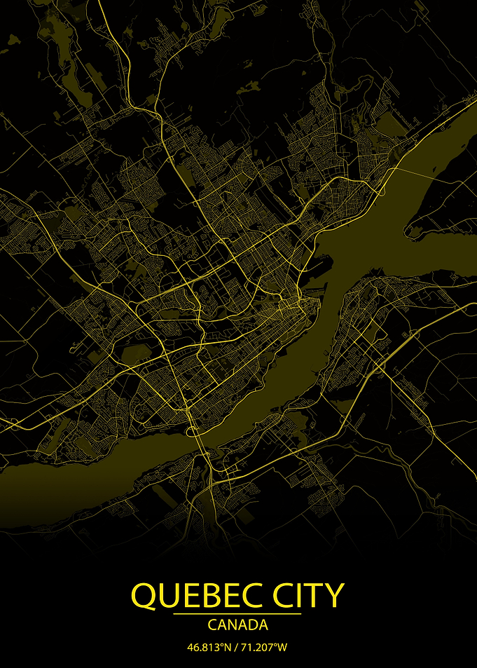 Quebec City CA Yellow Map
