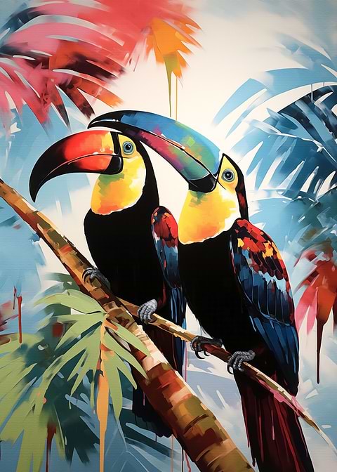 Two Toucans — living room metal wall art