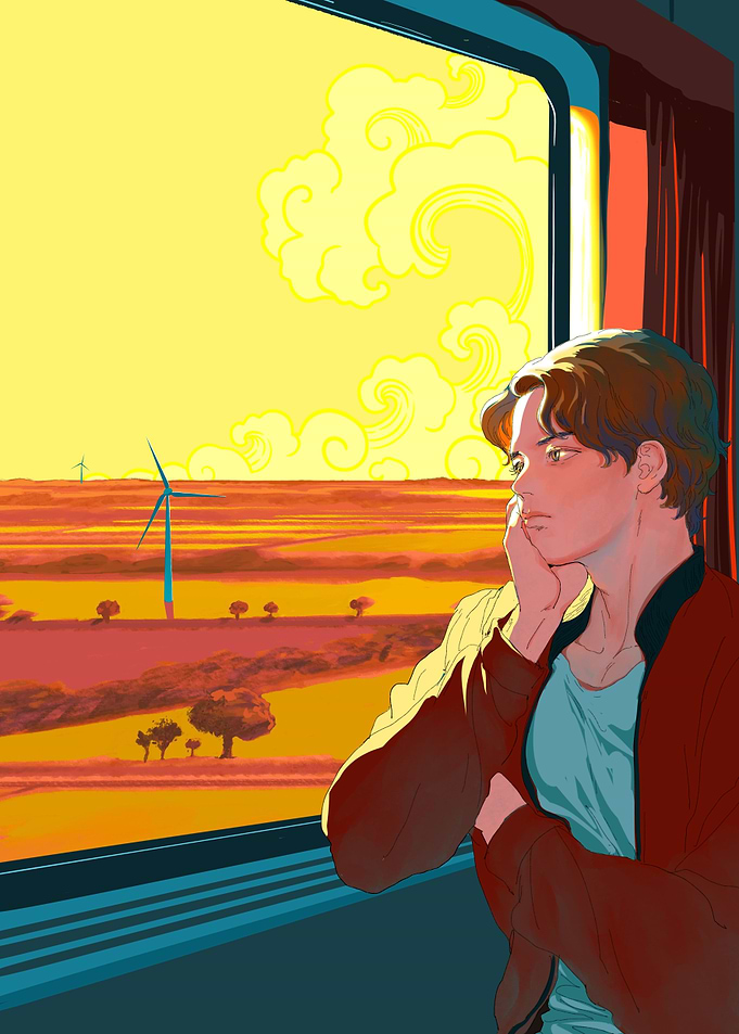 Boy on train