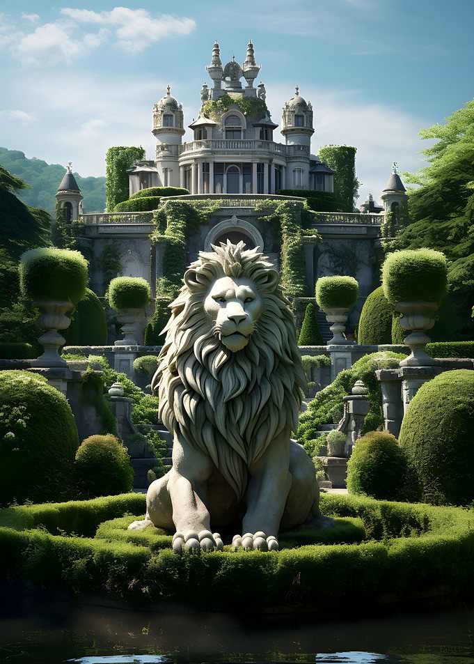 Realistic Topiary Art Lion