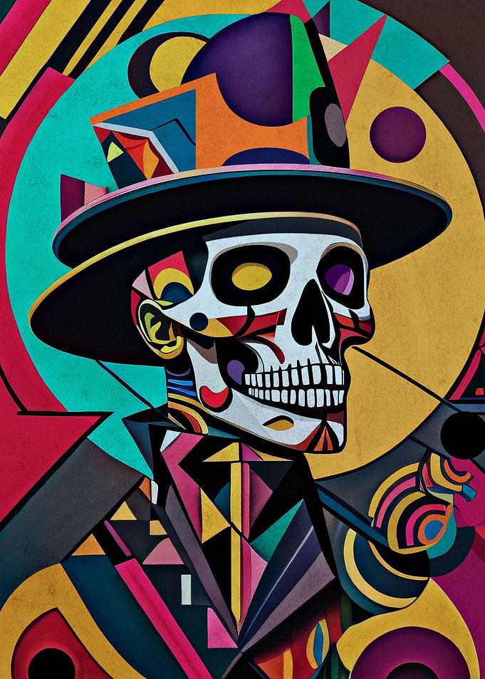Boho happy skeleton