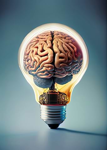 A brain inside a lightbulb