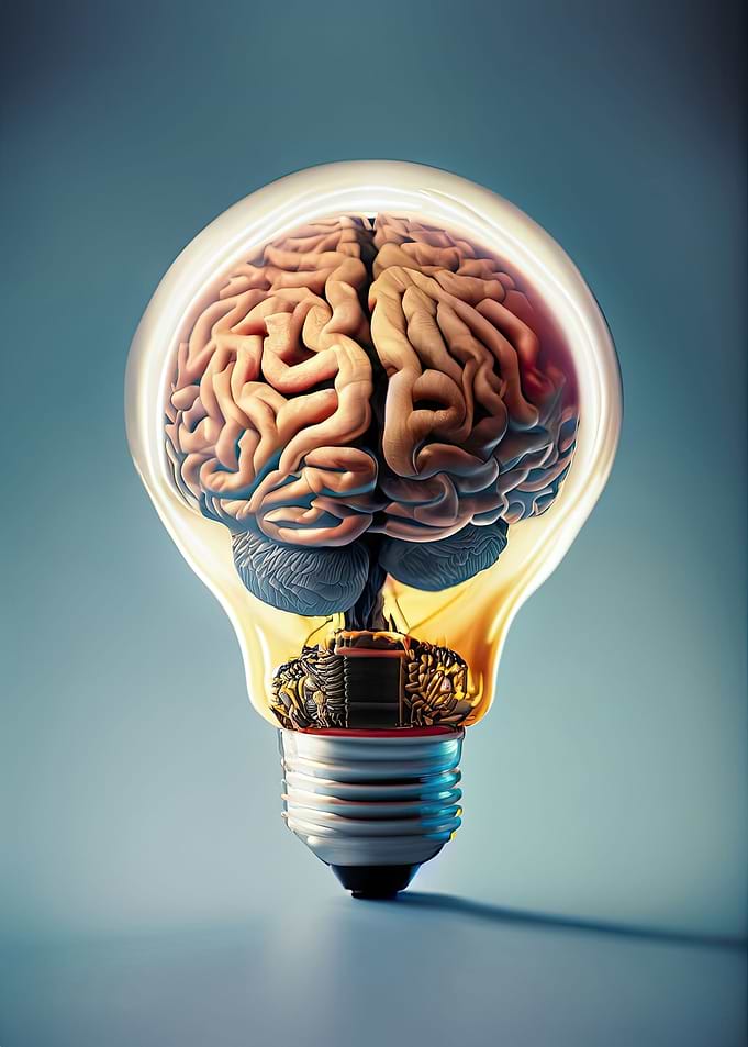 A brain inside a lightbulb