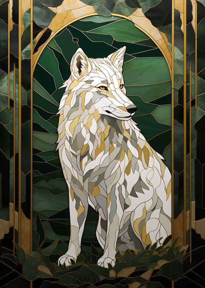 Wolf Mosaic Kentsugi Art