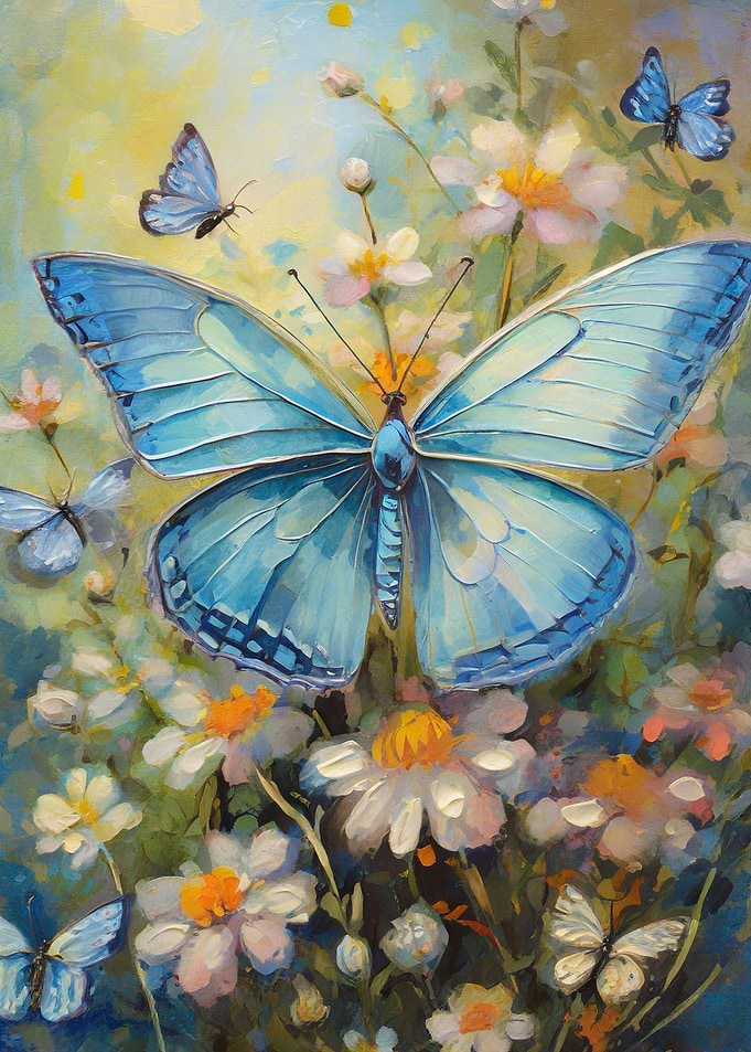 Blue Butterfly Painting
