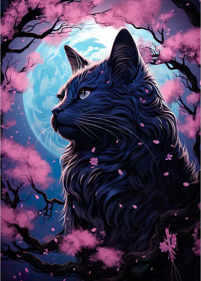 Cat Cherry Blossom Tree