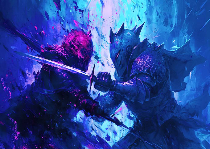 Knight Fighting Cyborg