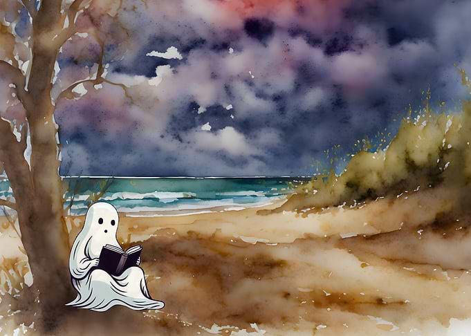 Ghost Reading A Book Beach