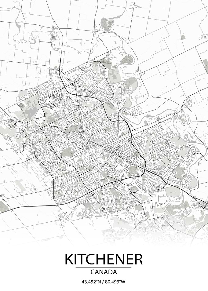 Kitchener CA White Map