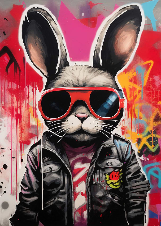 Hipster Rabbit Street Art