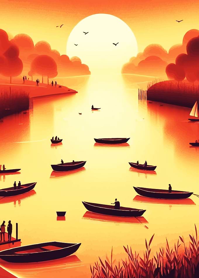 Sunset Boating Scene
