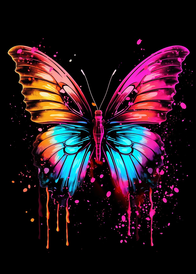 Colorful Neon Butterfly
