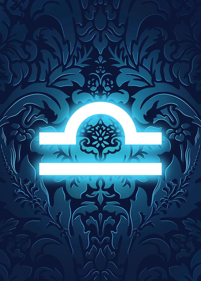 Libra neon zodiac sign