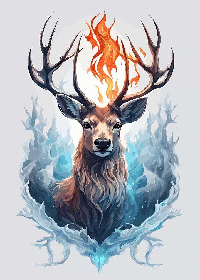 Fire and Ice Deer Animal