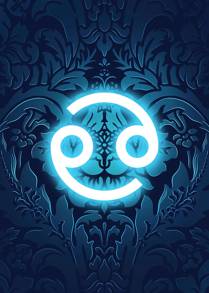 Cancer neon zodiac sign