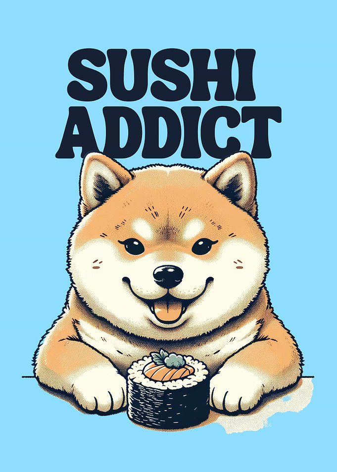 Cute shiba dog sushi lover