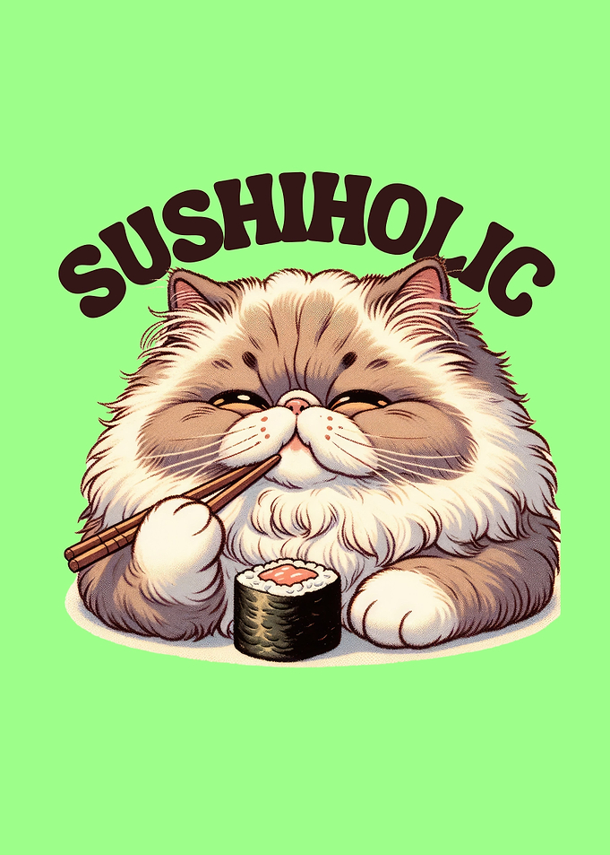 Persian cat sushi lover