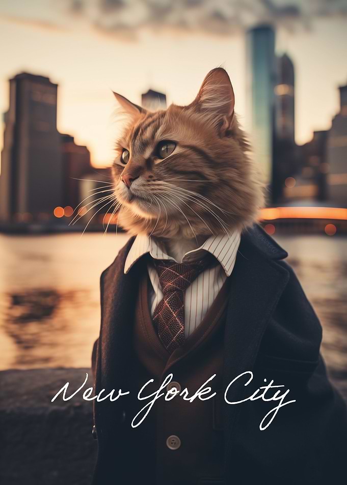 New York City Cat in Suit