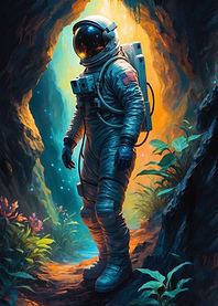 astronaut and cave