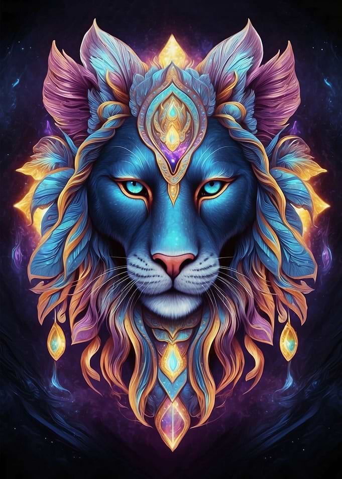 Lion mandala colorful