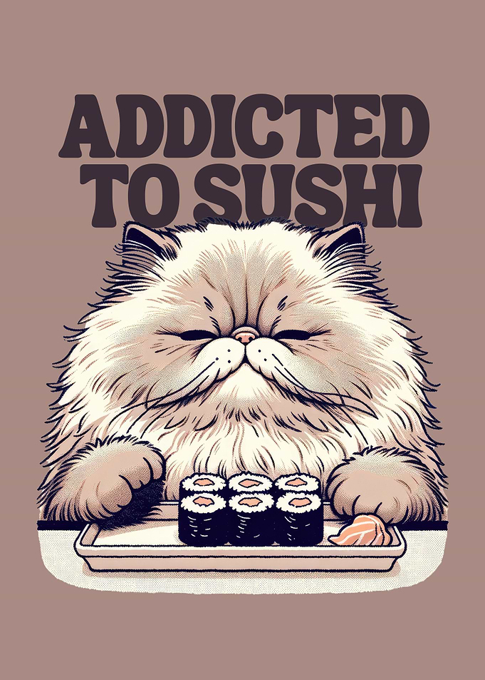 Cute persian cat sushi