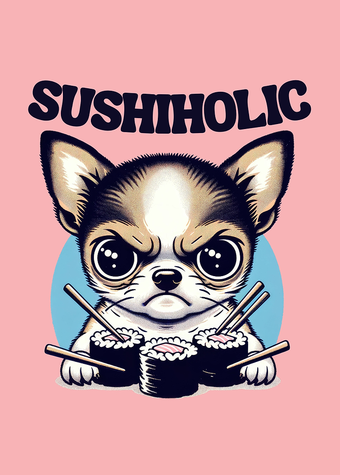 Cute Chihuahua sushi lover