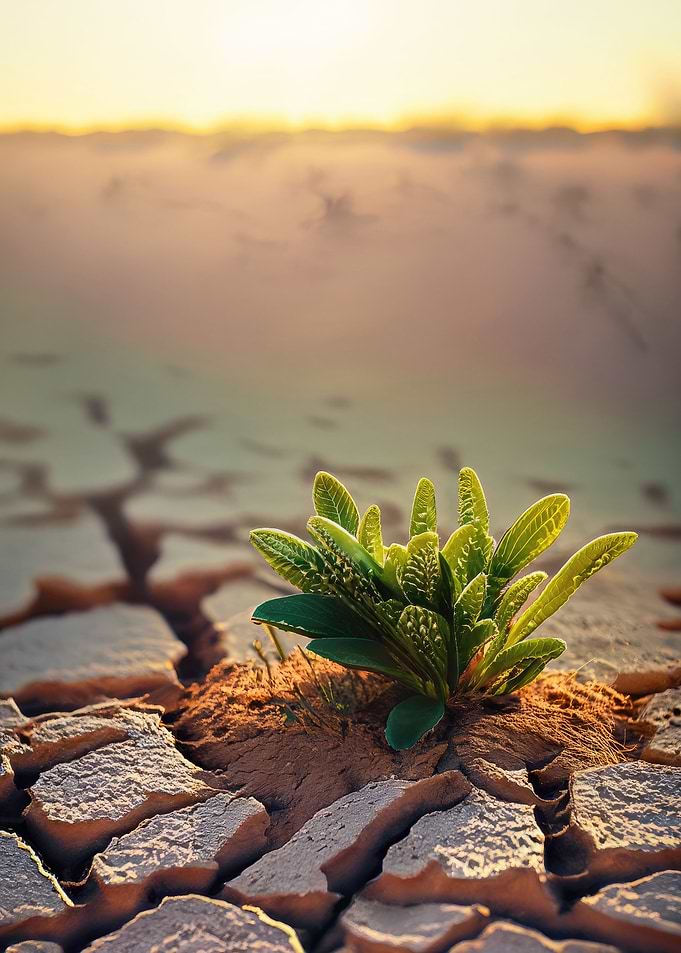 plant growing in a desert