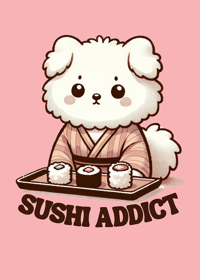 Cute dog sushi lover