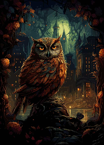 Radiant Sunset Owl