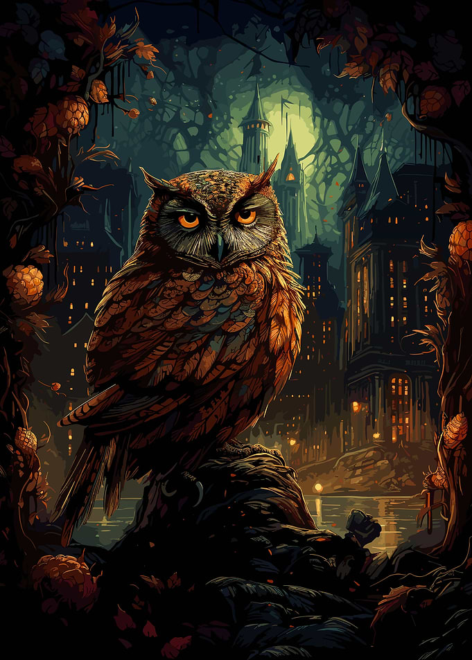 Radiant Sunset Owl