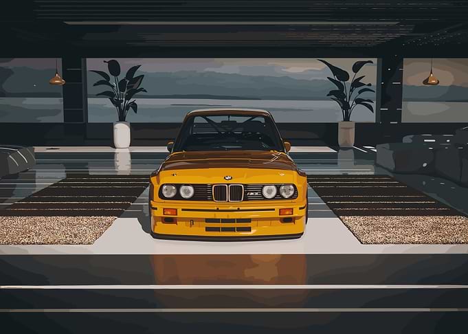 Yellow BMW E30 M3 evo