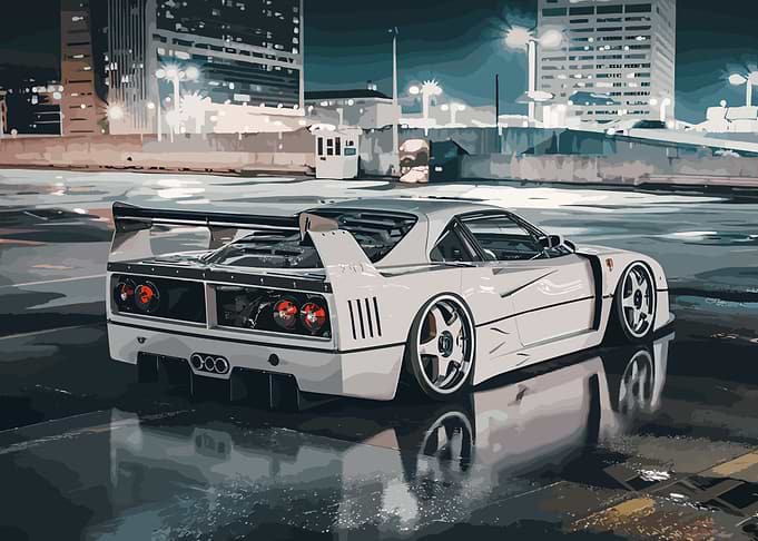white Ferrari F40 lm