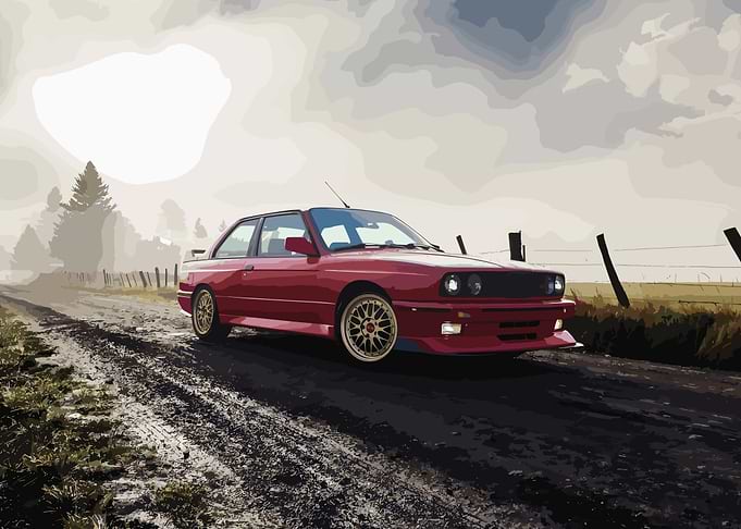 Red BMW E30 M3