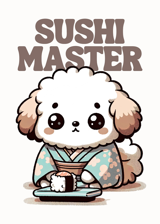 Cute dog pet sushi lover