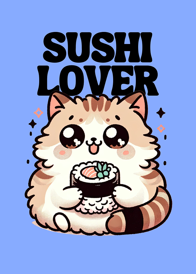 Cute kawaii pet sushi lover