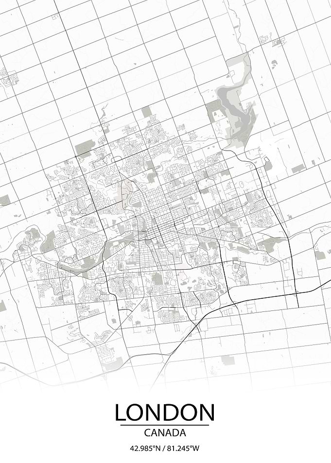 London Ontario White Map