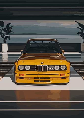 Yellow BMW E30 M3 evo