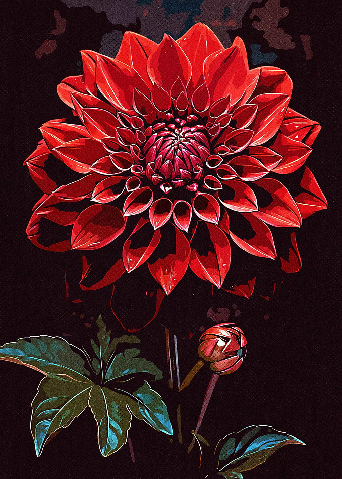 Red Flowers Vintage