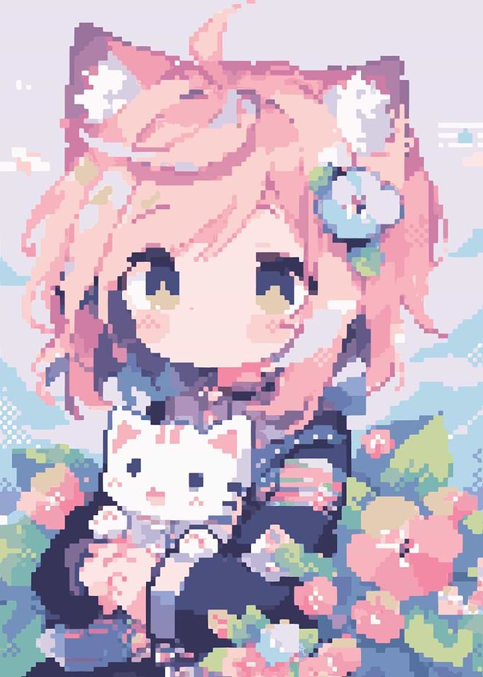 Pixel Cat Delight Art