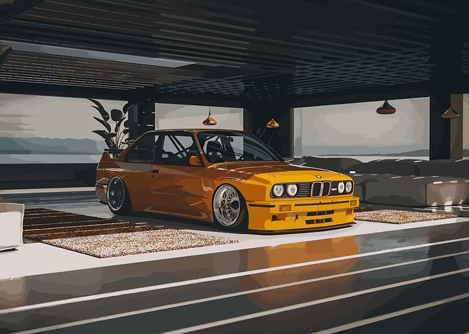 Yellow BMW E30 M3 evo