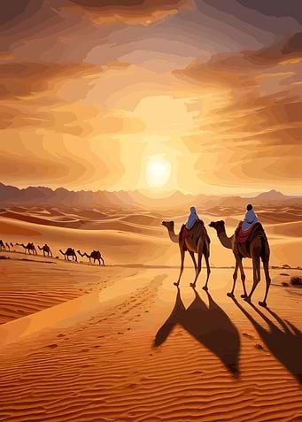 Desert and camels